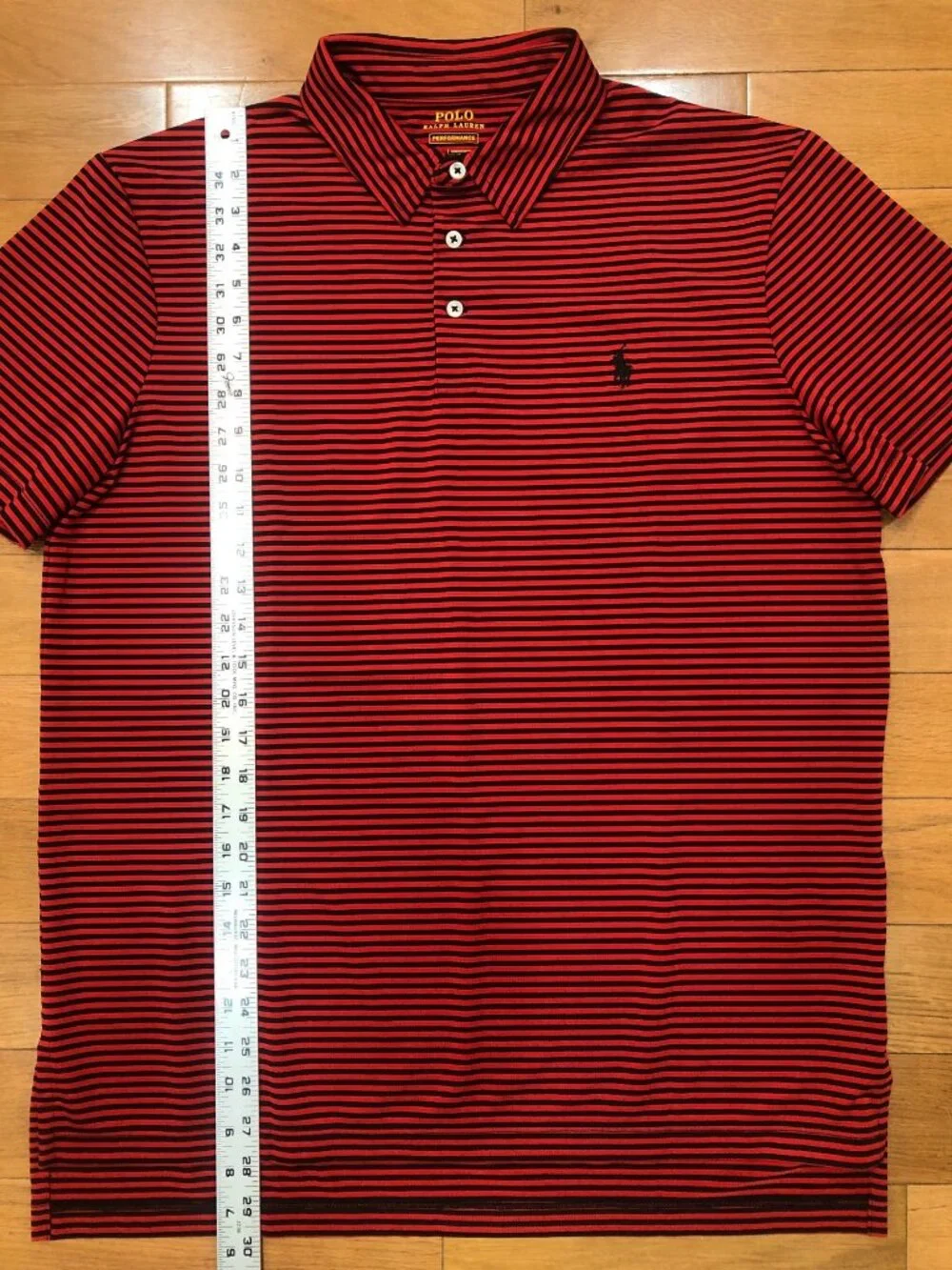 Polo Ralph Lauren Performance Red Black Striped Polo Shirt Sz L Preppy Golfcore